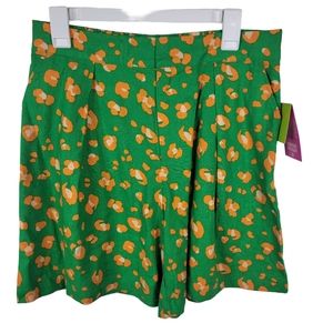 Tabitha Brown TARGET Women Medium Linen blend Lime Green Leopard Cheetah Shorts